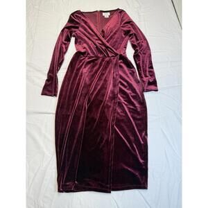 Regency Core Unique Vintage Womens Burgundy Velvet Midi Dress Victorian Gothic